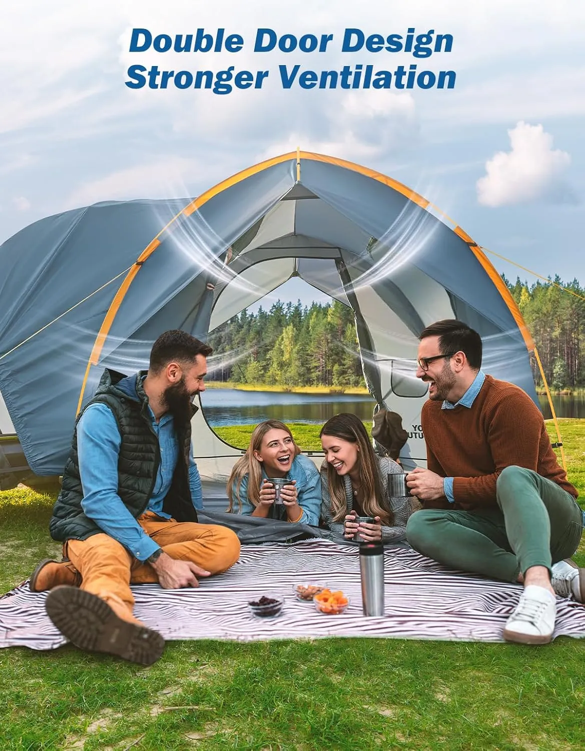 JOYTUTUS SUV Tent for Camping with Rainfly, Double Door Design Car Tent with Aluminum Poles, SUV Tailgate Tent with Waterproof PU2000mm Double Layer for 6-8 Person, Orange