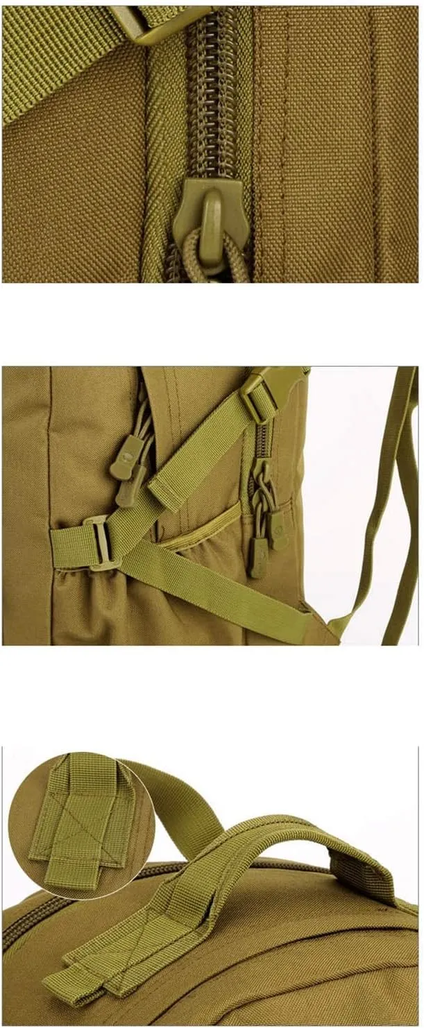 Jungle Leopard 40L Military Rucksack Backpack for Men Hiking Backpack Riding Knapsack Bag Book Student Satchel(S405-40-Khaki)