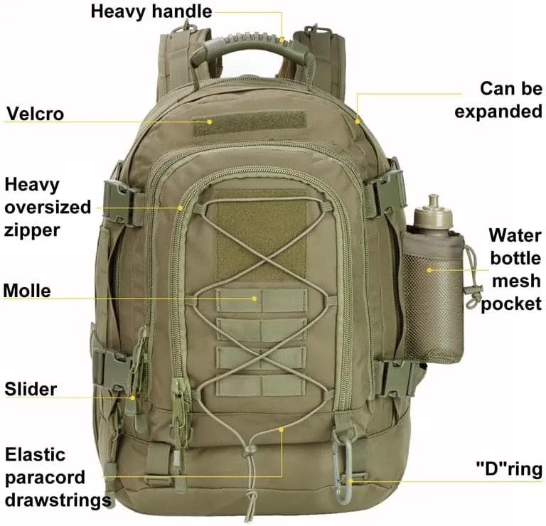 Jungle Leopard 60L Backpack for Men Large Military Backpack Tactical Travel Backpack for Work Camping Hunting Hiking (Color : BP-ZY74-T)