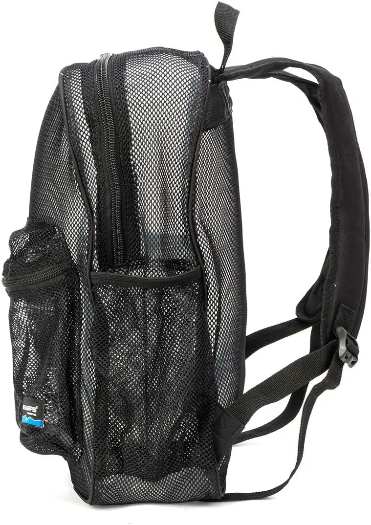 K-Cliffs Heavy Duty Mesh Backpack Quality Classic Student Net Bookbag Durable See Through Simple Netting Daypack Basic School Bag Black