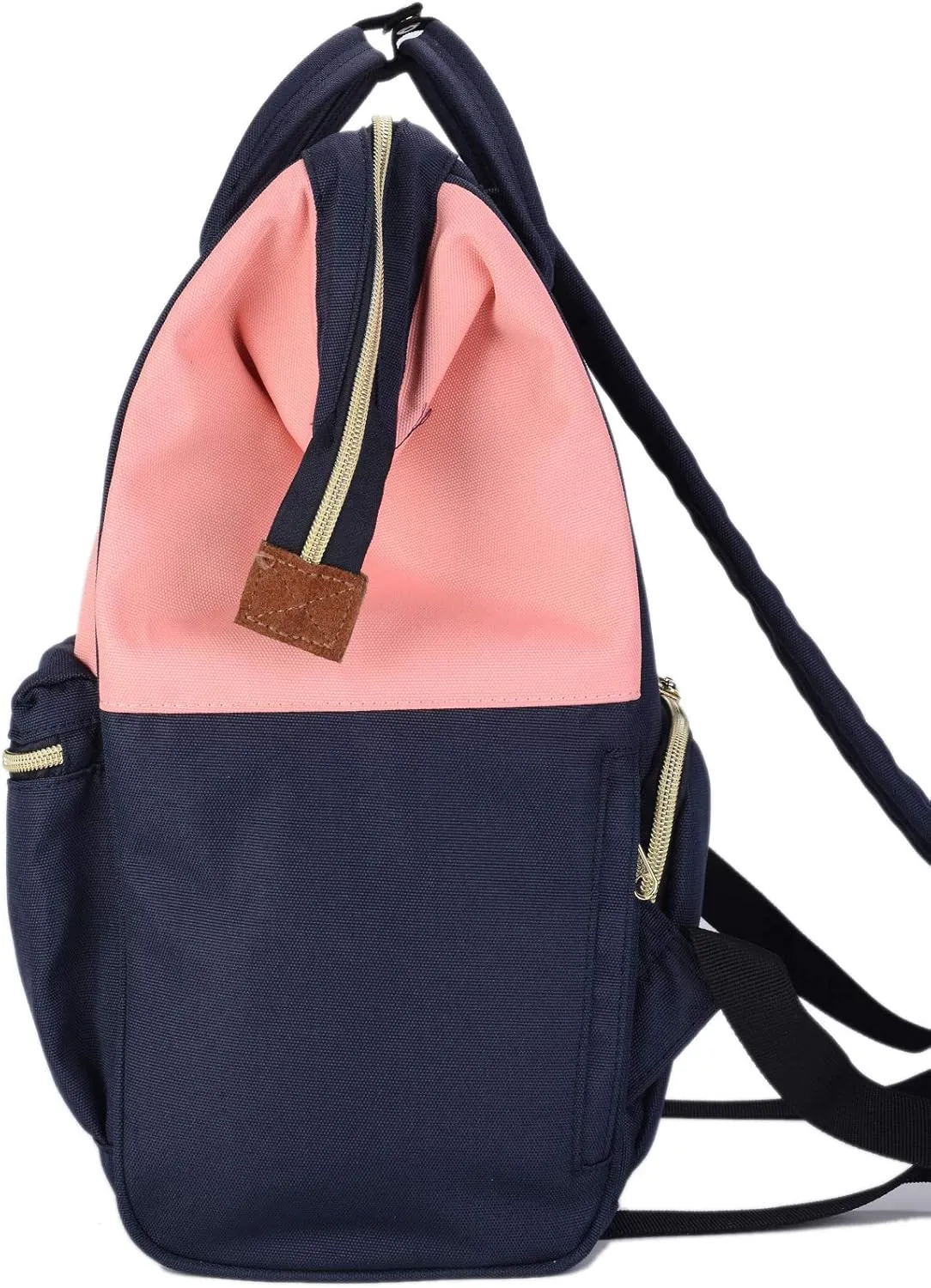 Kah&Kee Polyester Travel Backpack Functional Anti-theft School Laptop for Women Men (Pink* Navy, Medium)