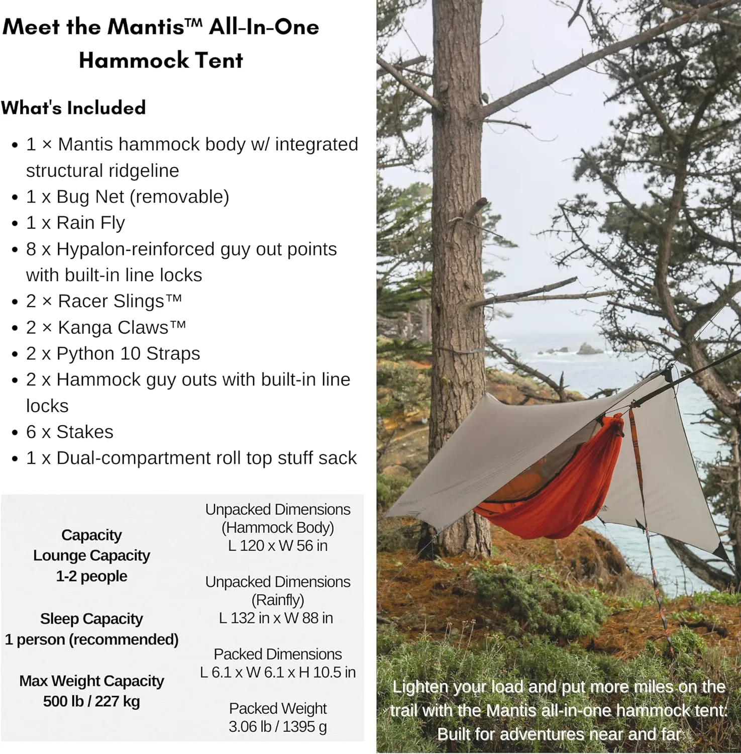 Kammok Mantis All-in-One Season Hammock Tent for Camping and Backpacking