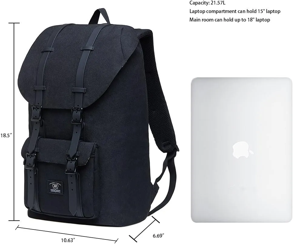 KAUKKO Laptop Outdoor Backpack College Schoolbag Bookbag Travel Hiking Rucksack fits 15-Inch Laptop