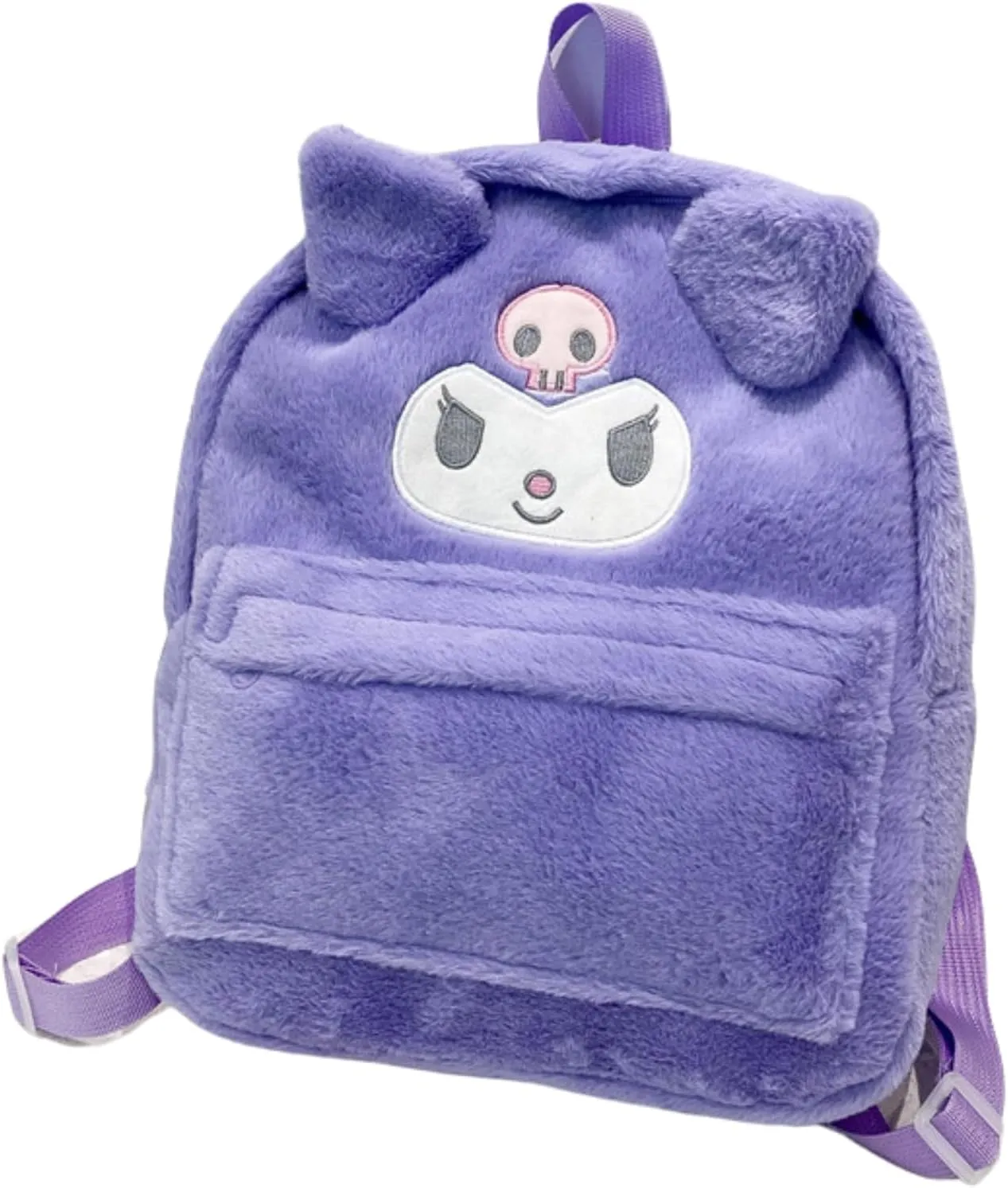 Kawaii Fuzzy Backpack Daypack, Cute Y2K Fluffy Animals Design Chic Cartoon Furry Daypack Bookbag Daily Shoulder Bag (Purple)