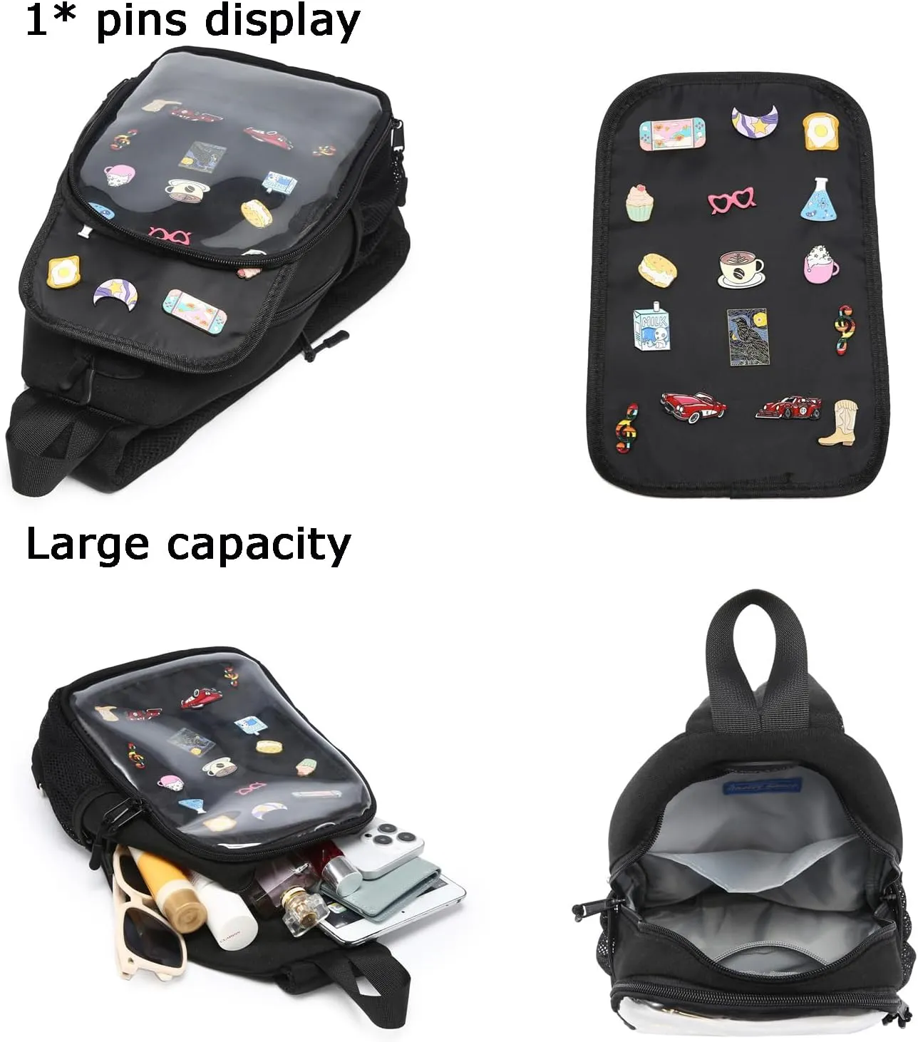 Kawaii Oxford Ita Bag Pin Display Chest Pack Shoulder Bag Sport Backpack Hiking Daypack