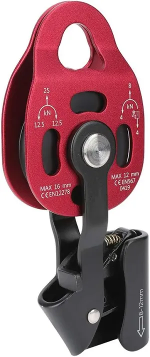Keenso Rock Climbing Pulley, 7075 Aviation Aluminum Heavy Duty Climbing Pulley 4KN Single Swivel Rope Climbing Pulley for 8-12mm Rope