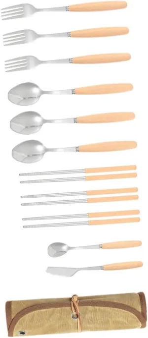 KICHOUSE 1 Set Portable Stainless Steel Utensil Kit Travel for Camping Hiking Picnics Bbq Outdoor Activities Lightweight Durable Easy to Clean