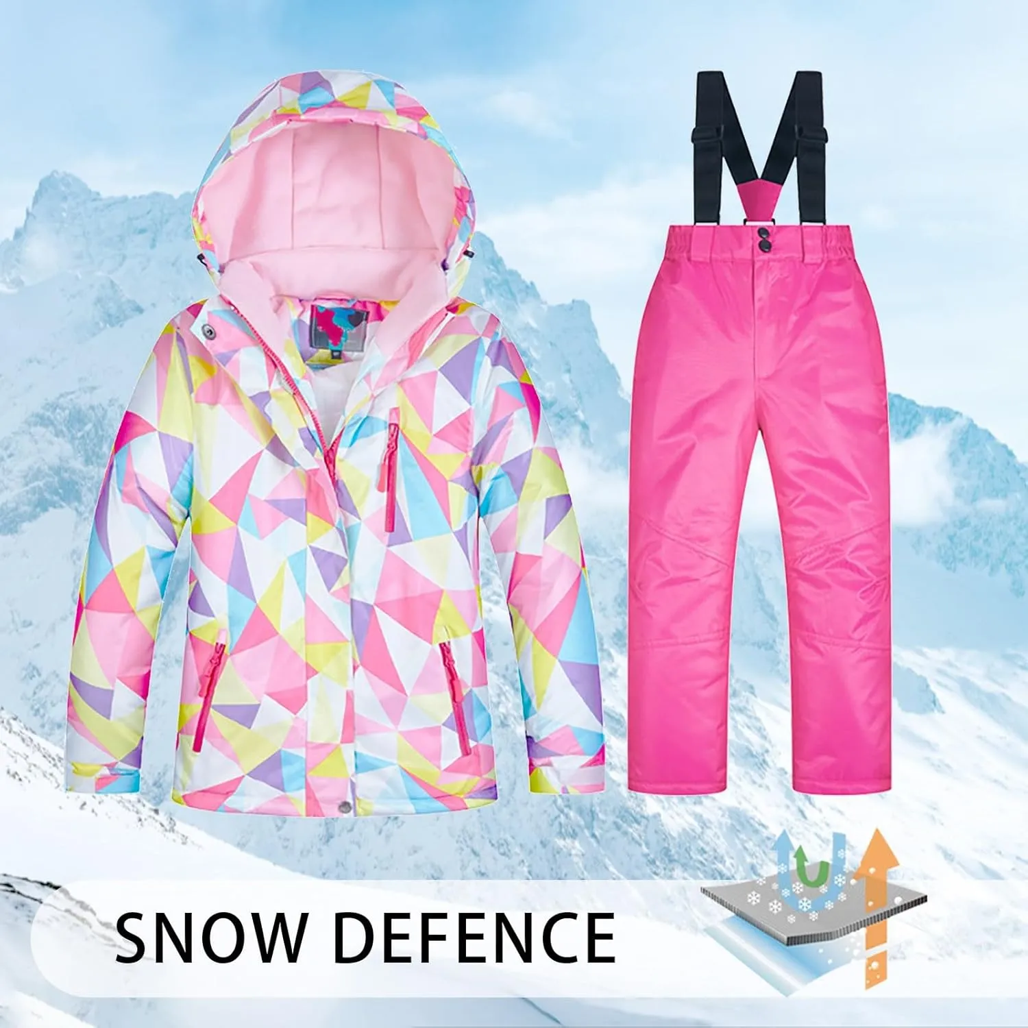 Kids Ski Jacket Pants Suits Water-proof Snow Suit Windproof Winter Ski Suit Boys and Girls Snowboarding Rain