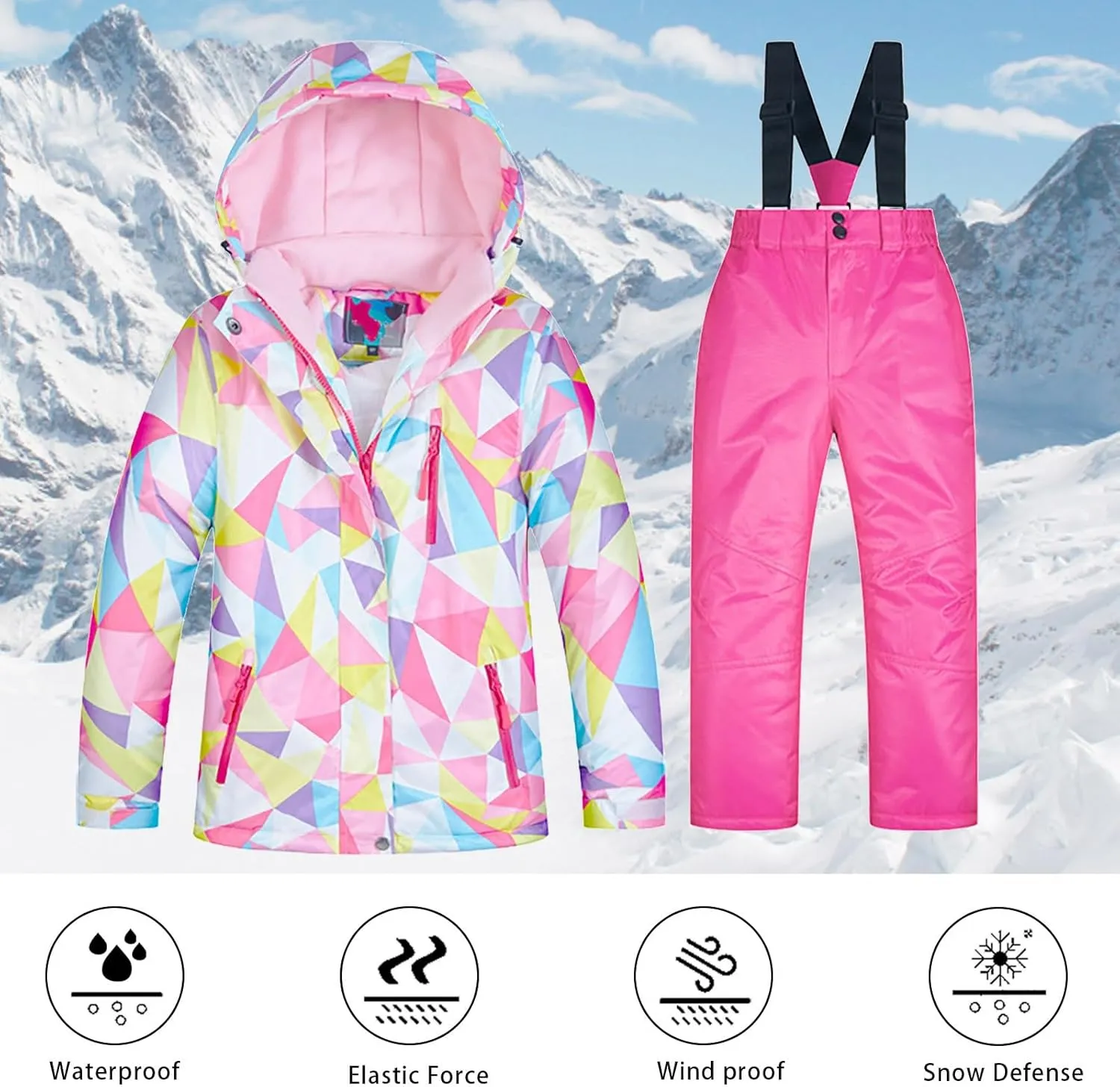 Kids Ski Jacket Pants Suits Water-proof Snow Suit Windproof Winter Ski Suit Boys and Girls Snowboarding Rain