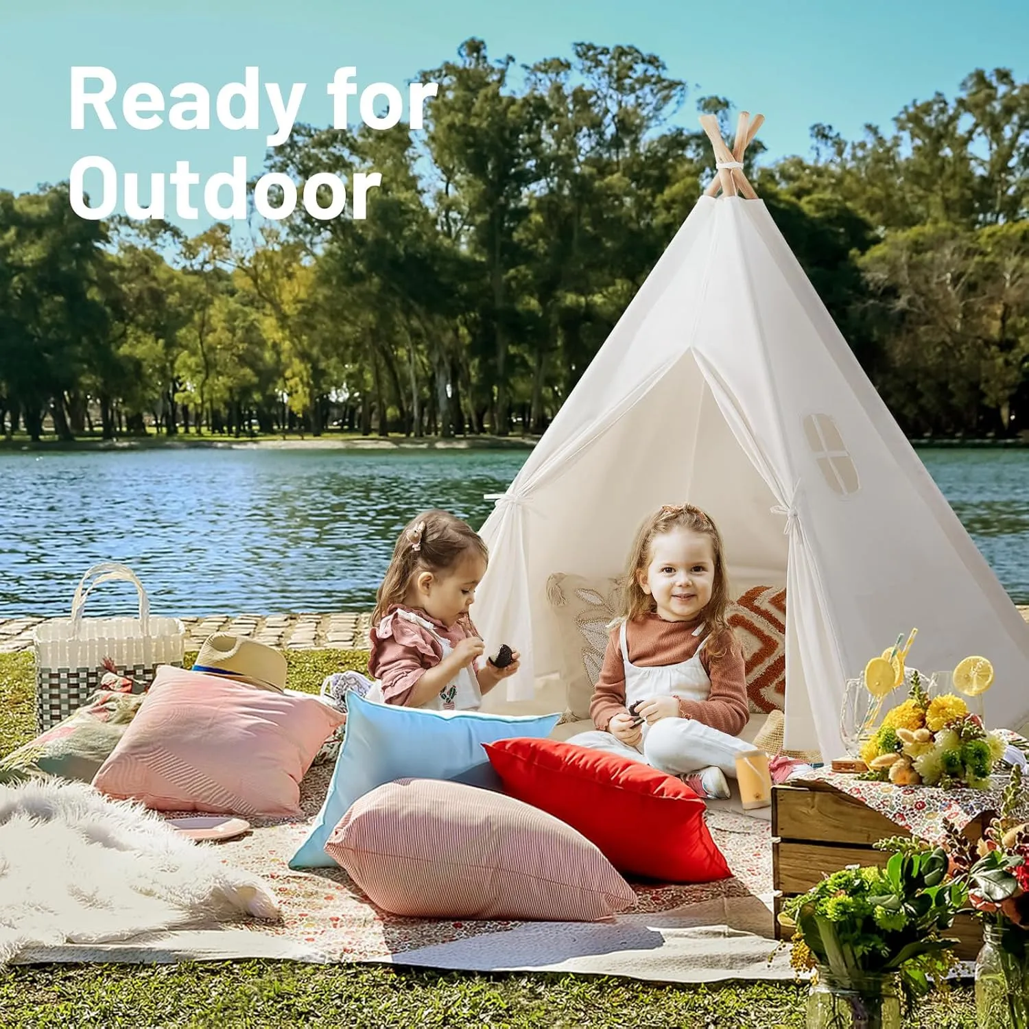 Kids Teepee Tent for Kids, Kid Play Tents for Girls & Boys, Gifts Playhouse for Indoor Outdoor Games, Toddler Toys House for Baby (Tee Pee for Child)