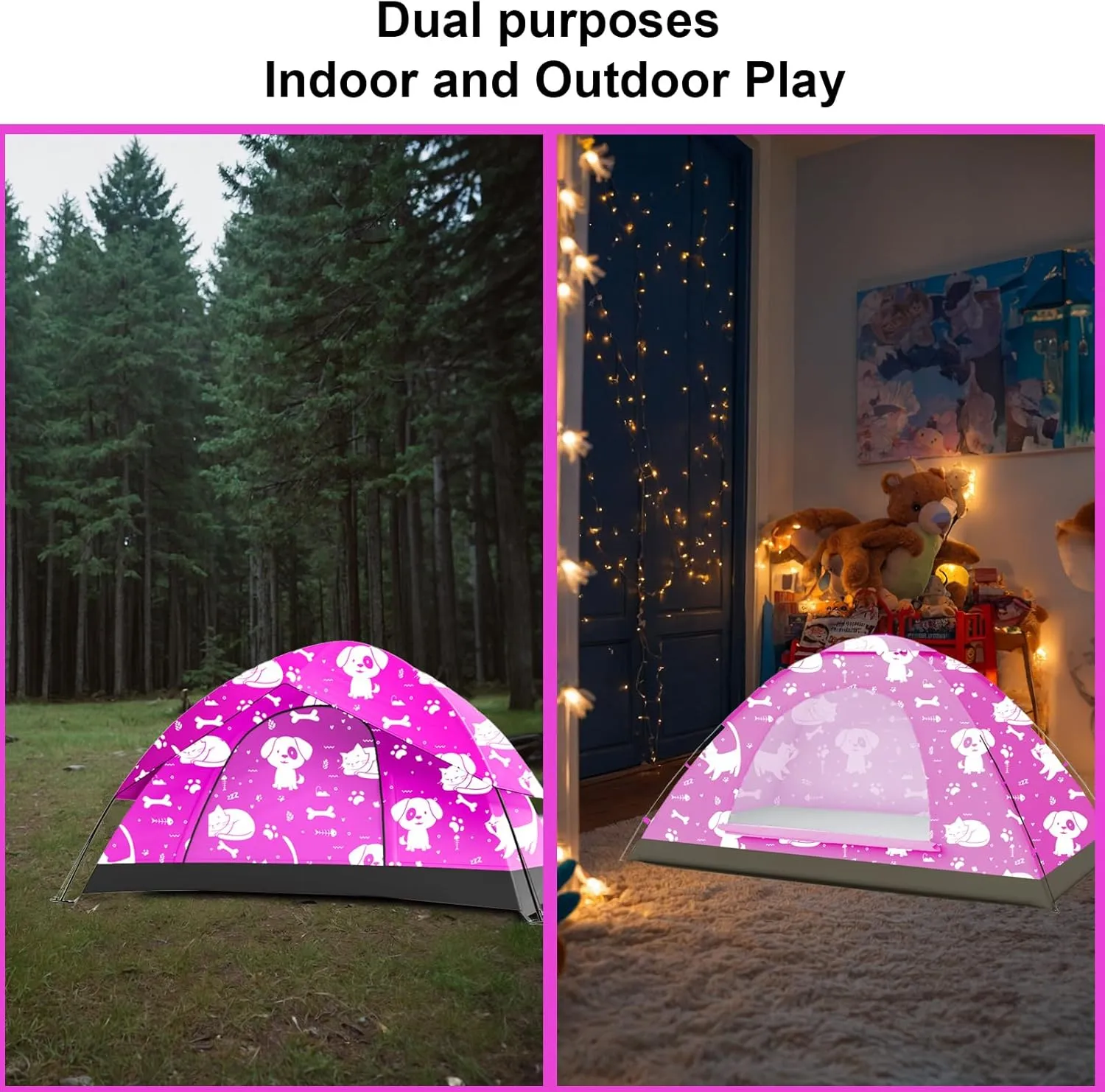 KidzAdventure 2 in 1 Indoor/Outdoor Tent for Kids, Small 1 or 2 Toddler/Kids Tent, Backpacking, Lightweight and Easy Pop up, Ideal for Backyard, Outside Camping, or Play Fort