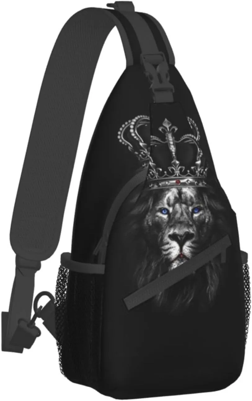 King Shoulder Bag Lion Sling Backpack Daypack Casual Backpack Hiking Bag Men Backpack Bag