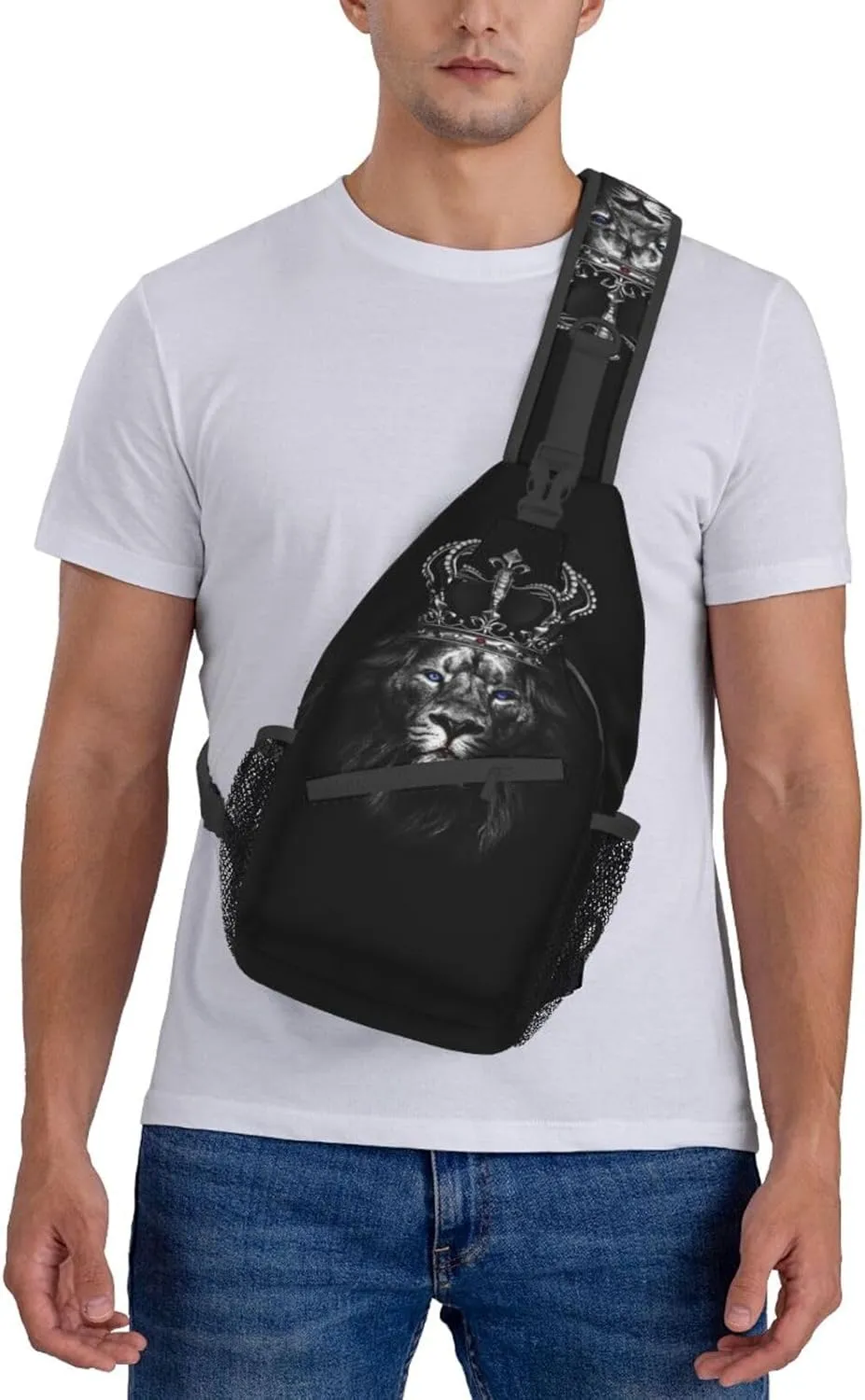 King Shoulder Bag Lion Sling Backpack Daypack Casual Backpack Hiking Bag Men Backpack Bag