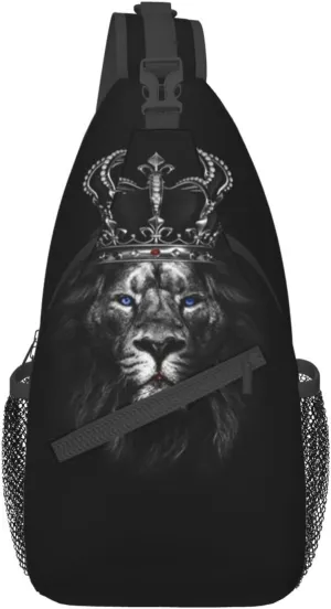 King Shoulder Bag Lion Sling Backpack Daypack Casual Backpack Hiking Bag Men Backpack Bag