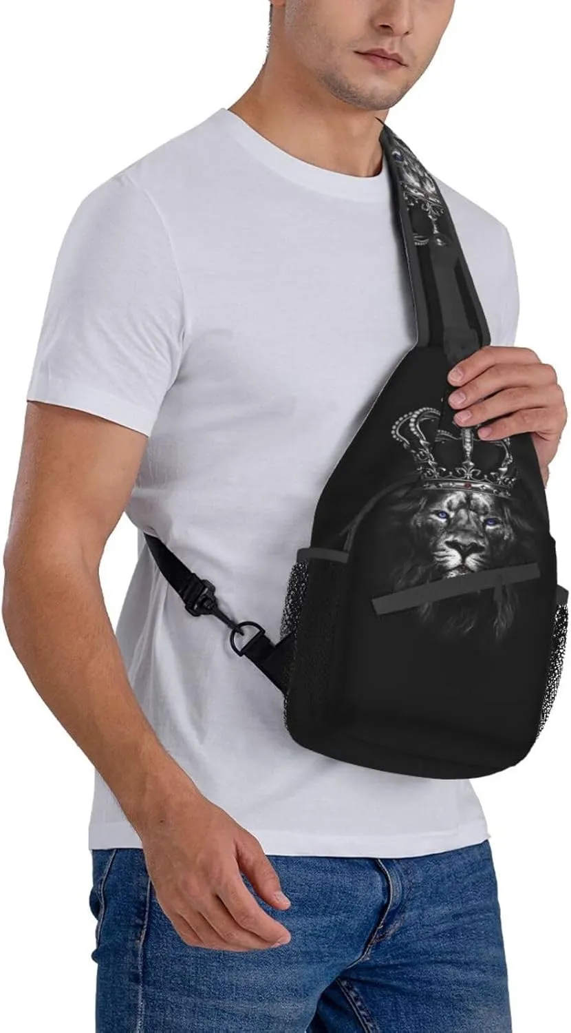 King Shoulder Bag Lion Sling Backpack Daypack Casual Backpack Hiking Bag Men Backpack Bag