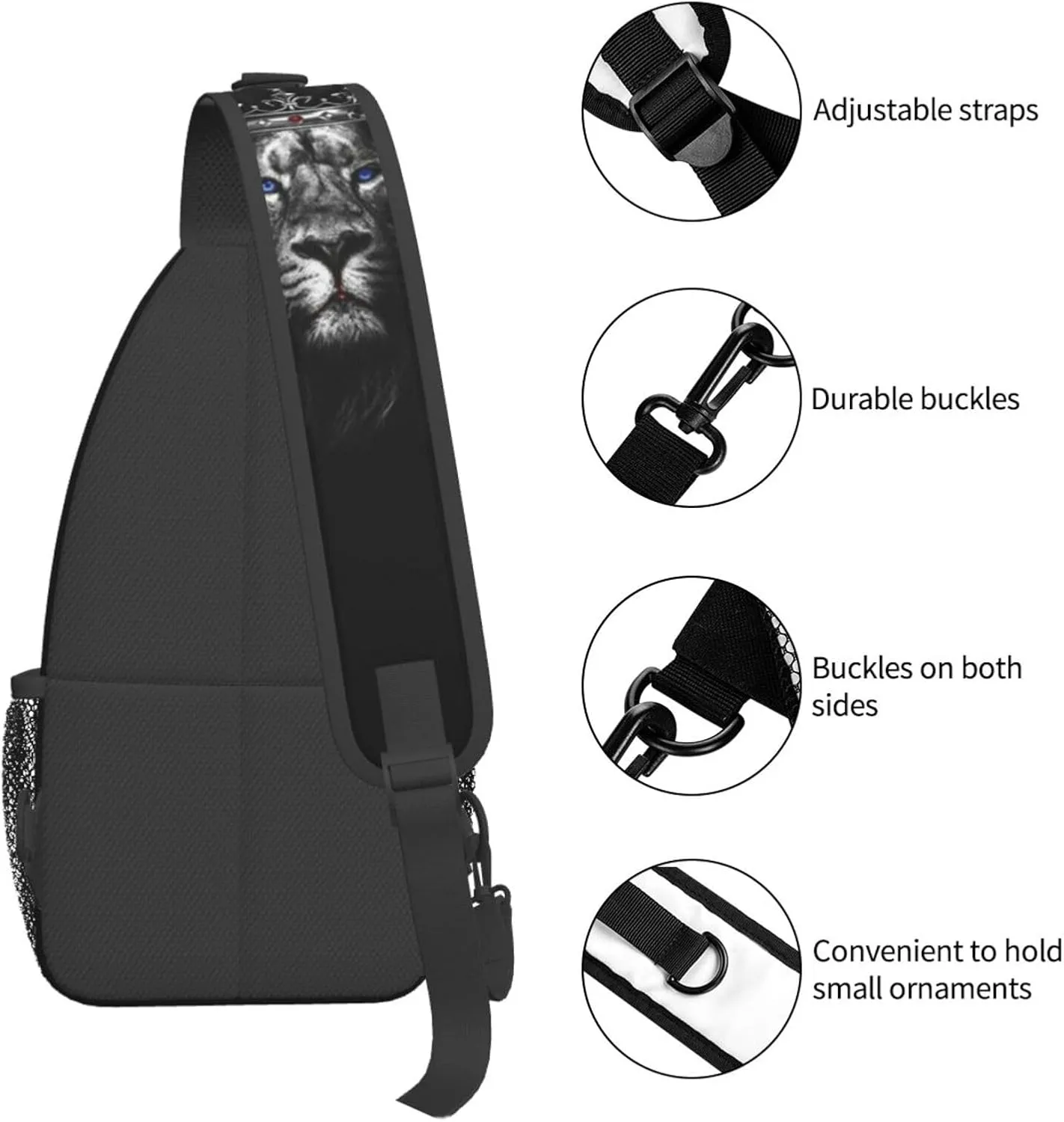 King Shoulder Bag Lion Sling Backpack Daypack Casual Backpack Hiking Bag Men Backpack Bag