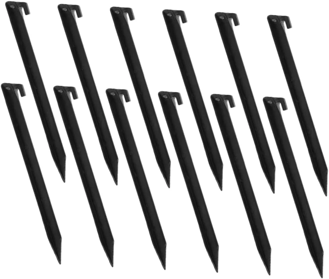 Kisangel 12 Pcs Heavy Duty Plastic Tent Stakes for Camping Lawn and Garden Durable Pegs and Spikes for Outdoor Use for Tarp Canopy and Decorative Accessories