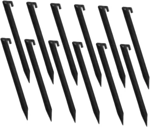 Kisangel 12 Pcs Heavy Duty Plastic Tent Stakes for Camping Lawn and Garden Durable Pegs and Spikes for Outdoor Use for Tarp Canopy and Decorative Accessories