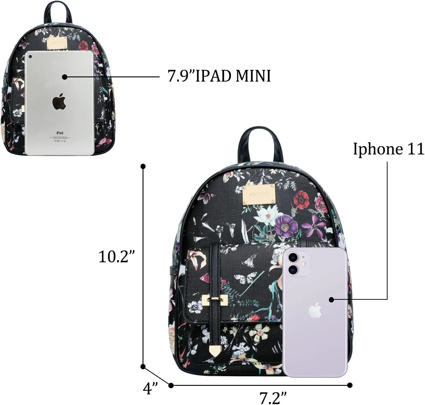 KKXIU Girls Small Backpack Purse Vegan Leather Mini Bookbag for Women Cute Teen Pompom Daypack