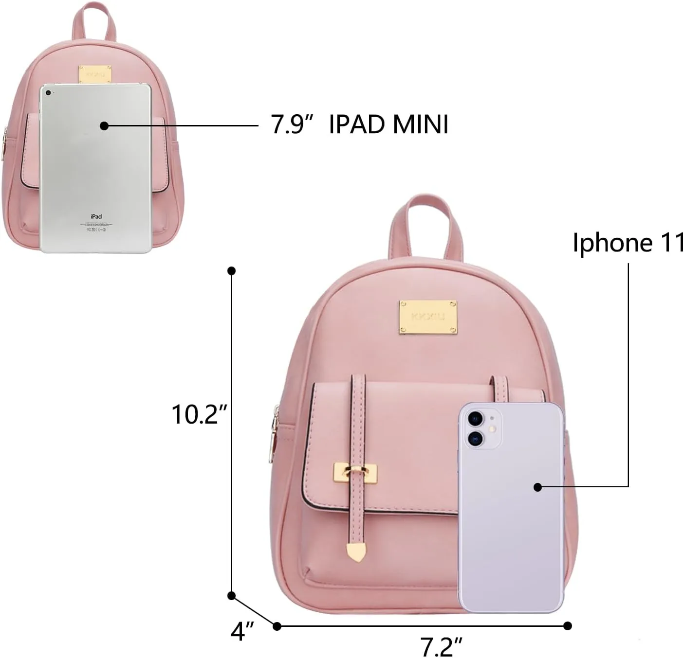 KKXIU Girls Small Backpack Purse Vegan Leather Mini Bookbag for Women Cute Teen Pompom Daypack