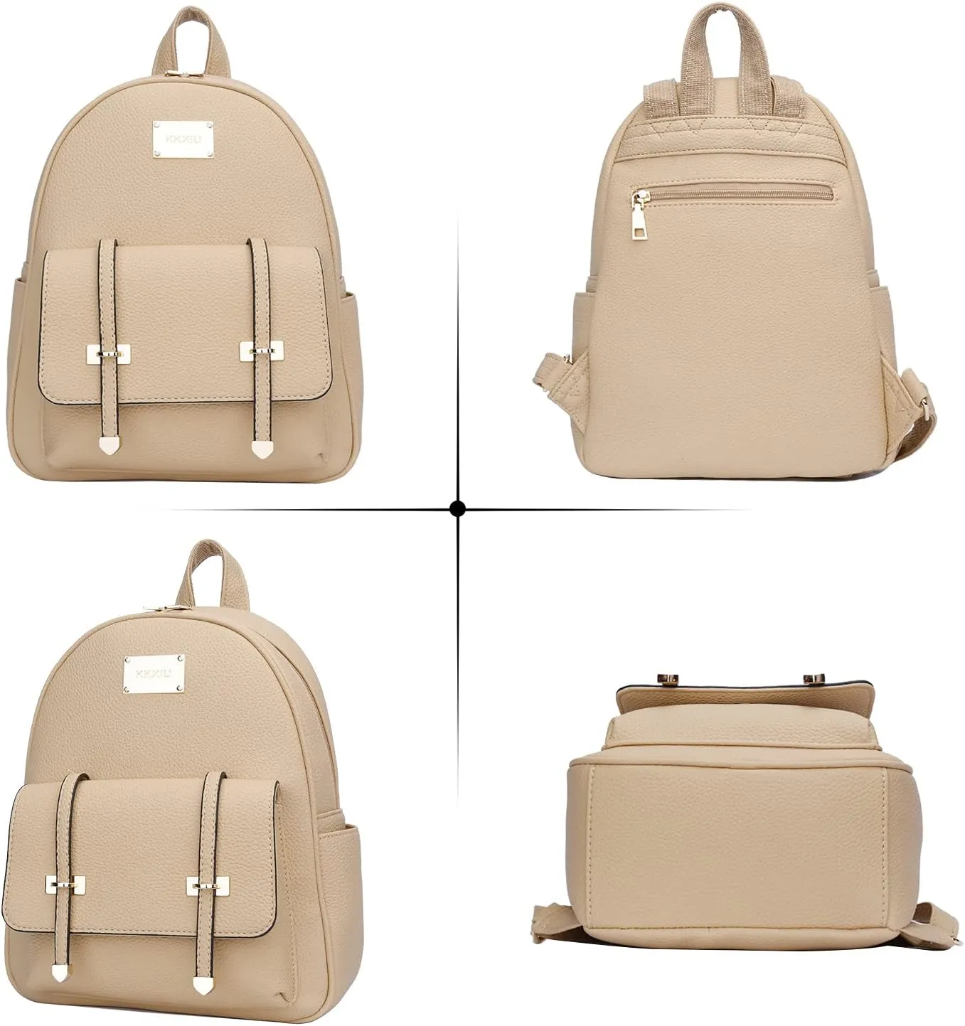 KKXIU Girls Small Backpack Purse Vegan Leather Mini Bookbag for Women Cute Teen Pompom Daypack