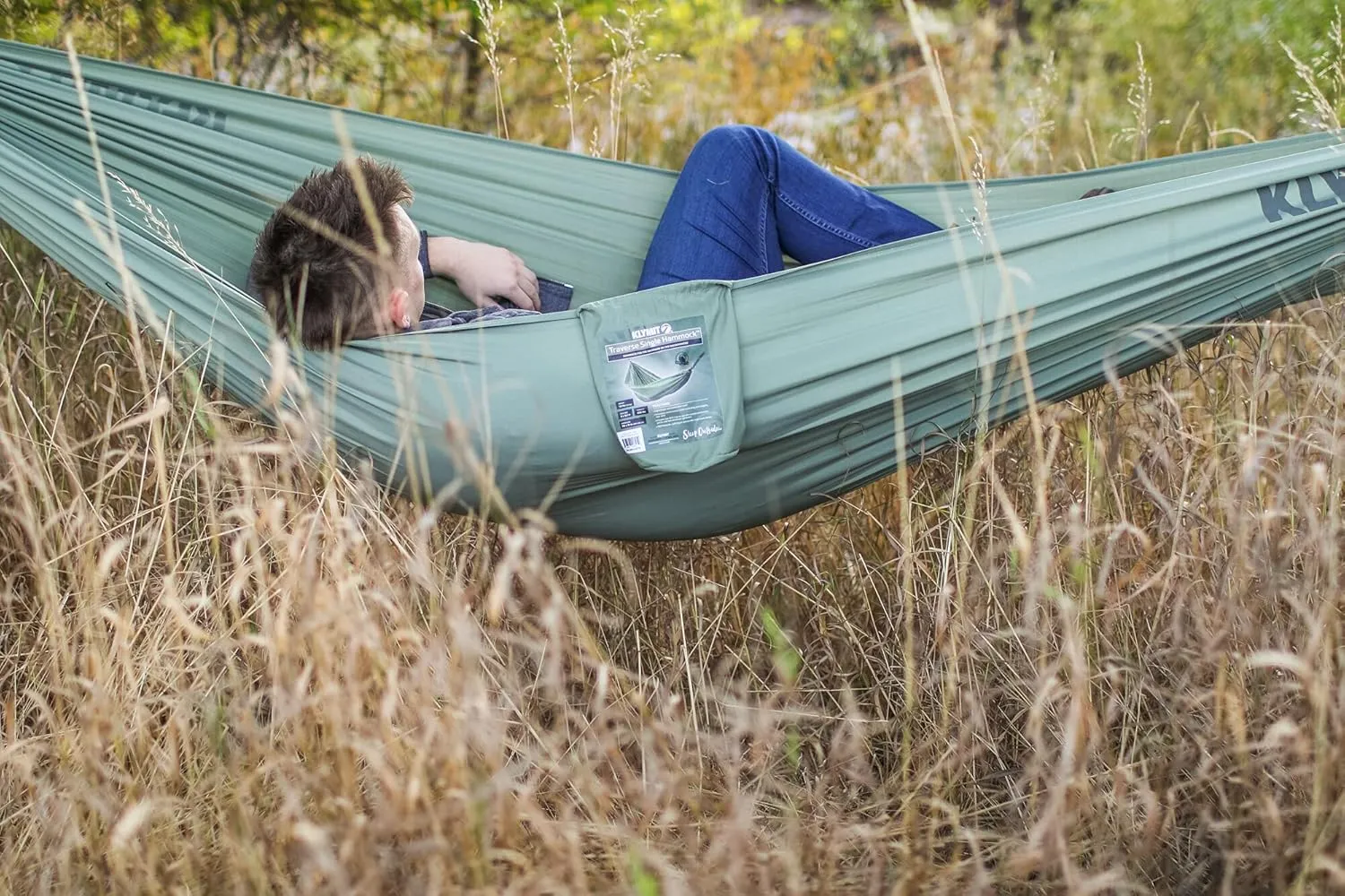Klymit Single Traverse Hammock, Portable Hammock for Camping, Green