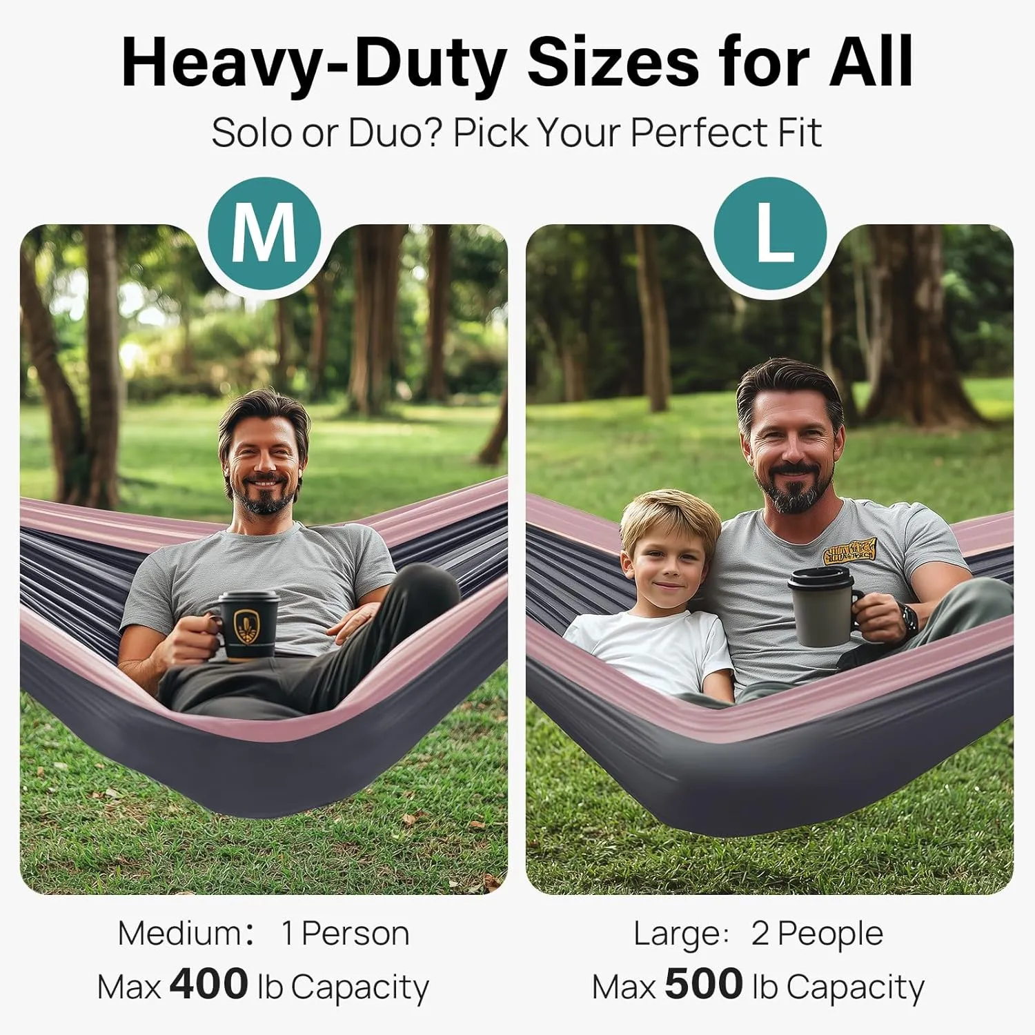 Kootek Camping Hammock 400 lbs Capacity, Portable Hammocks with Tree Straps & Attached Carry Bag, Camping Essentials Gear, Perfect for Outside Indoor Hiking Beach Backpack Travel