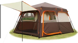 KTT Instant Tent 6-8 Person(C),Large Family Cabin Tents,Automatic Tent Build Quickly in 60S,2 Rooms,2 Top Windows,3 Doors and 3 Windows with Mesh,Waterproof,Big Tents for Outdoor,Picnic,Camping