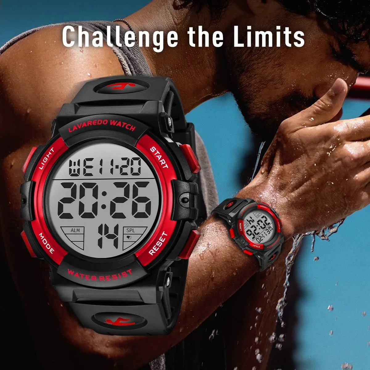 L LAVAREDO Mens Digital Watch Sports Military Watches Waterproof Outdoor Chronograph Wrist Watches for Men with LED Back Ligh/Alarm/Date