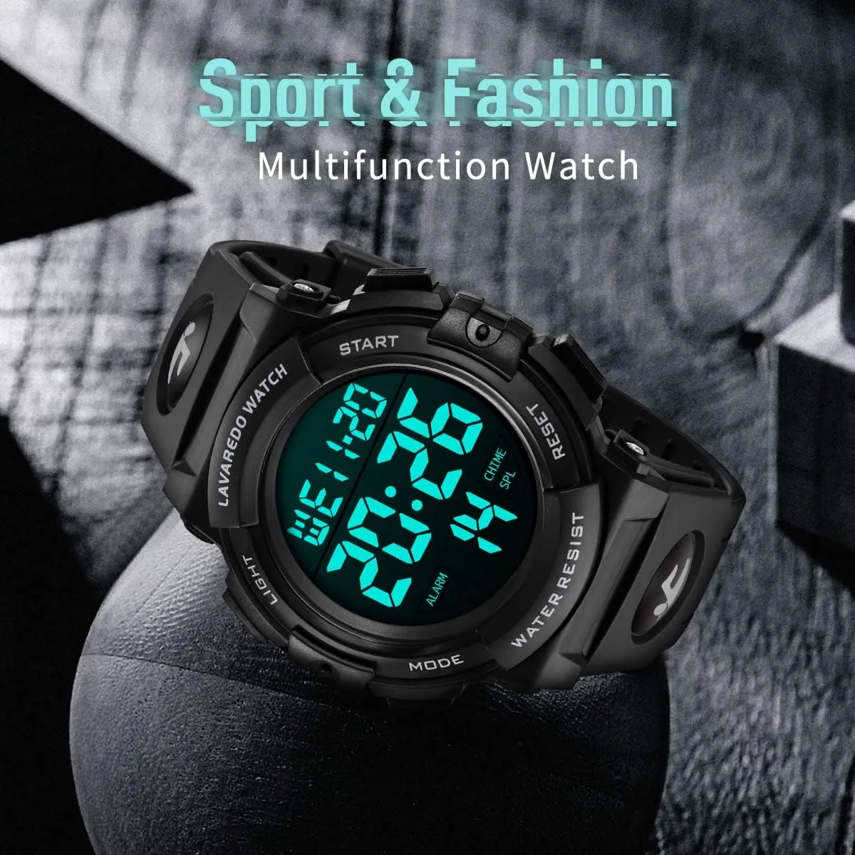 L LAVAREDO Mens Digital Watch Sports Military Watches Waterproof Outdoor Chronograph Wrist Watches for Men with LED Back Ligh/Alarm/Date
