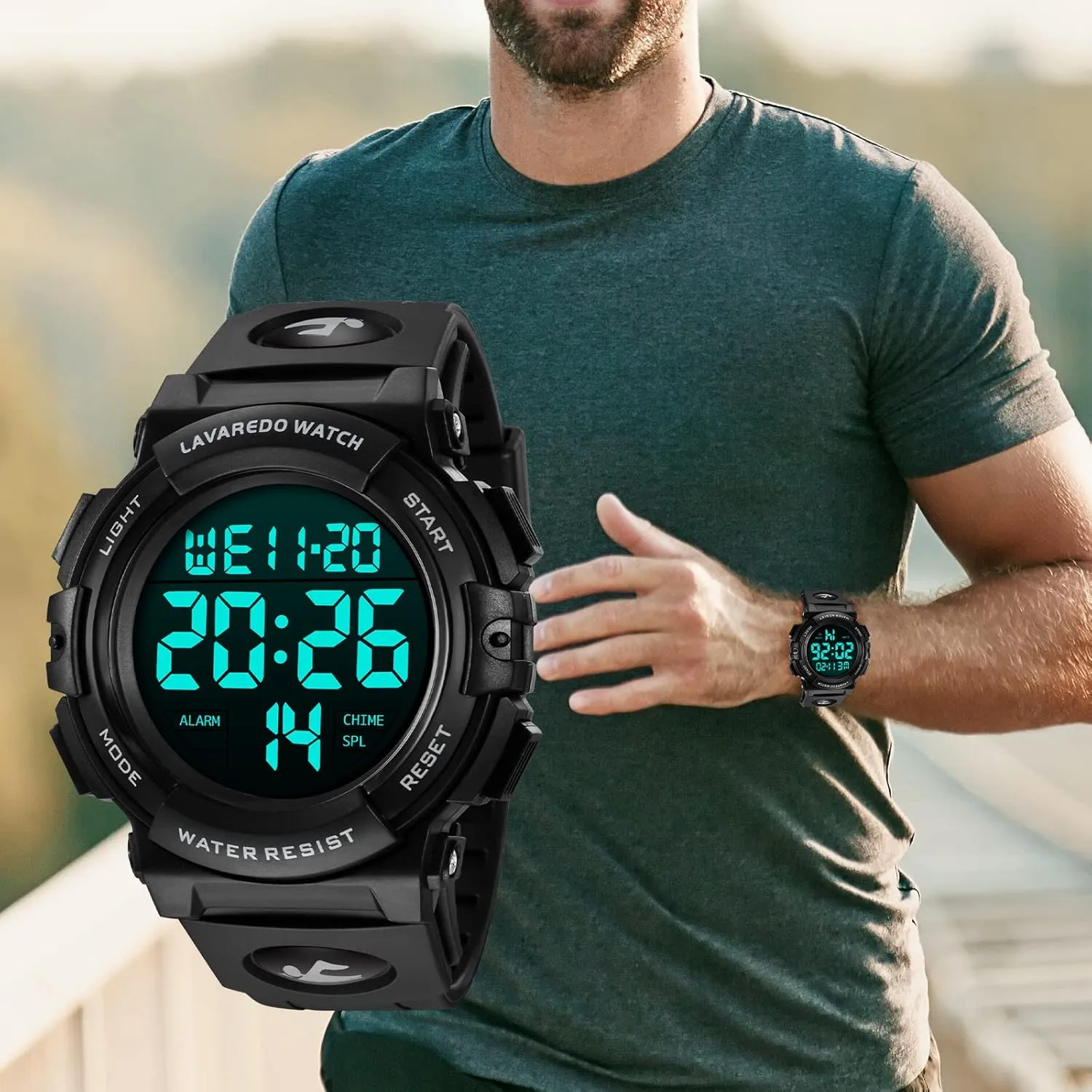 L LAVAREDO Mens Digital Watch Sports Military Watches Waterproof Outdoor Chronograph Wrist Watches for Men with LED Back Ligh/Alarm/Date