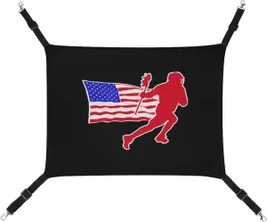 Lacrosse Player USA Flag Hanging Cat Bed Soft Breathable Pet Hammock for Cage Pet Sleeper for Kitten Ferret Puppy Rabbit