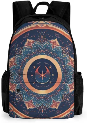 Laptop Backpack for Men Women Circular Floral Fragments Backpack Casual Bag Travel Backpack Simple Bag for Hiking