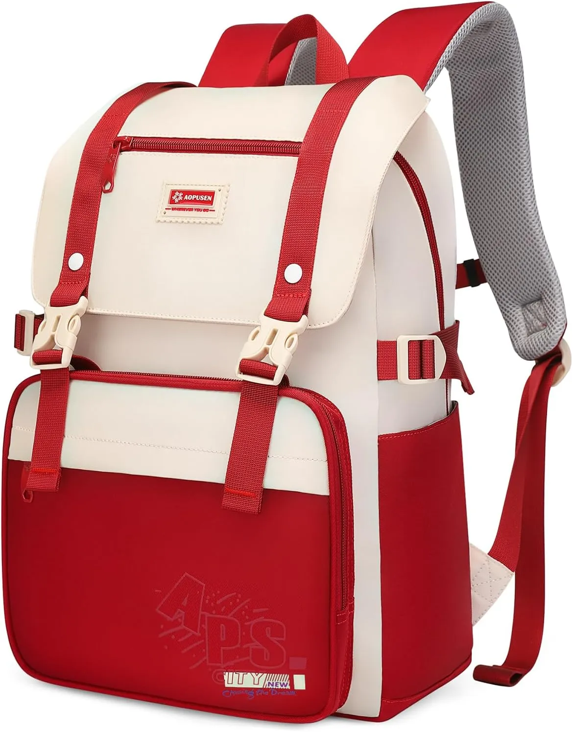 Large Capacity Lightweight Backpack with Multiple Pockets, Waterproof Travel Daypack for Girls & Boys (Red)