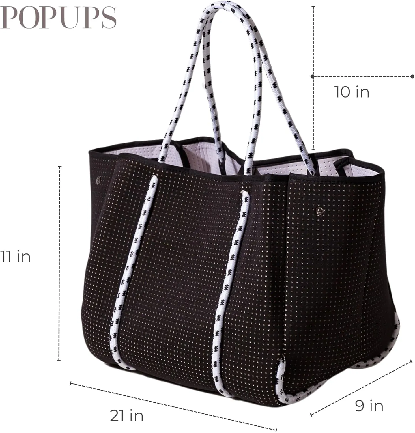 Large Neoprene Tote Bag for Women - Everyday Designer Handbag for Travel Work and Beach with Pockets and Zipper Pouch