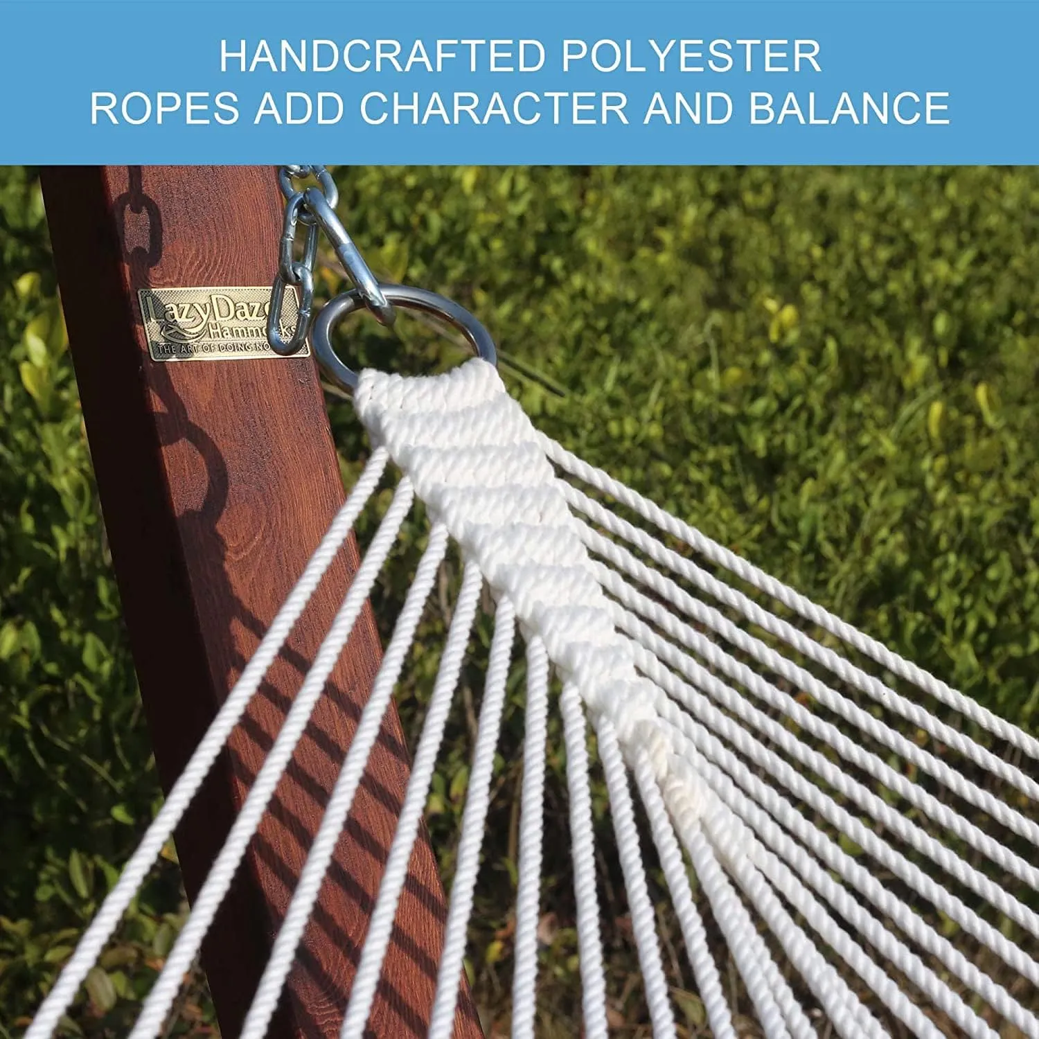 Lazy Daze 12 FT Quilted Double Hammock with Spreader Bar, 2-Person Outdoor Hammock for Patio, Poolside, Backyard, Beach - 450 lbs Capacity, Beige Wave