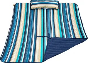 Lazy Daze 2 Person Hammock Pad With Pillow, Double Polyester Quilted 78" x 55" Replacement Pad for Rope Hammock, Blue Stripes
