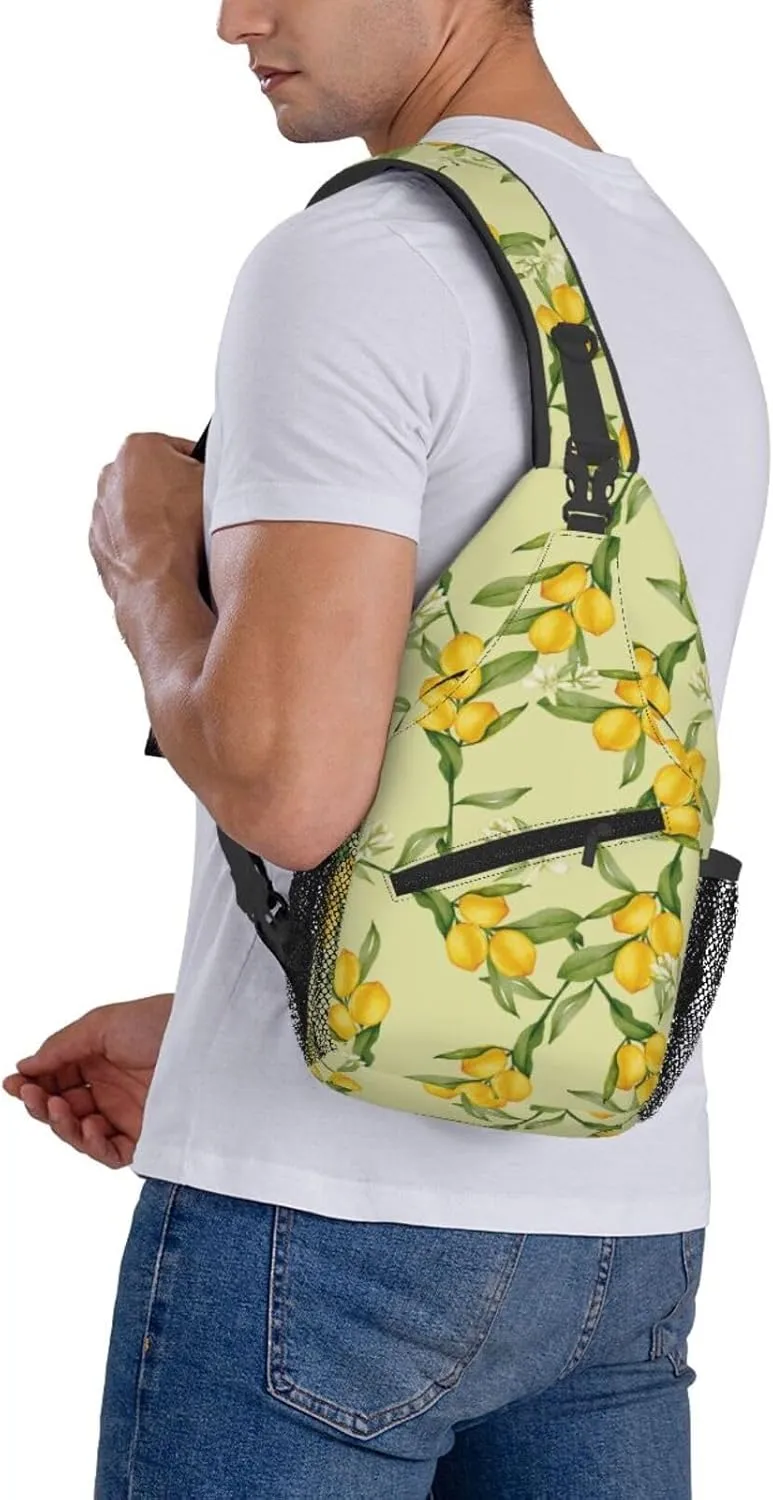 Lemon Crossbody Sling Backpack Sling Bag Adjustable Chest Shoulder Daypack For Women Men