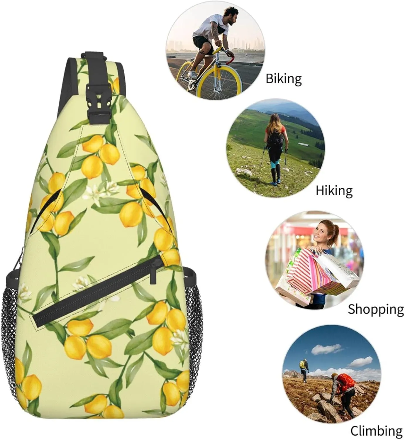 Lemon Crossbody Sling Backpack Sling Bag Adjustable Chest Shoulder Daypack For Women Men