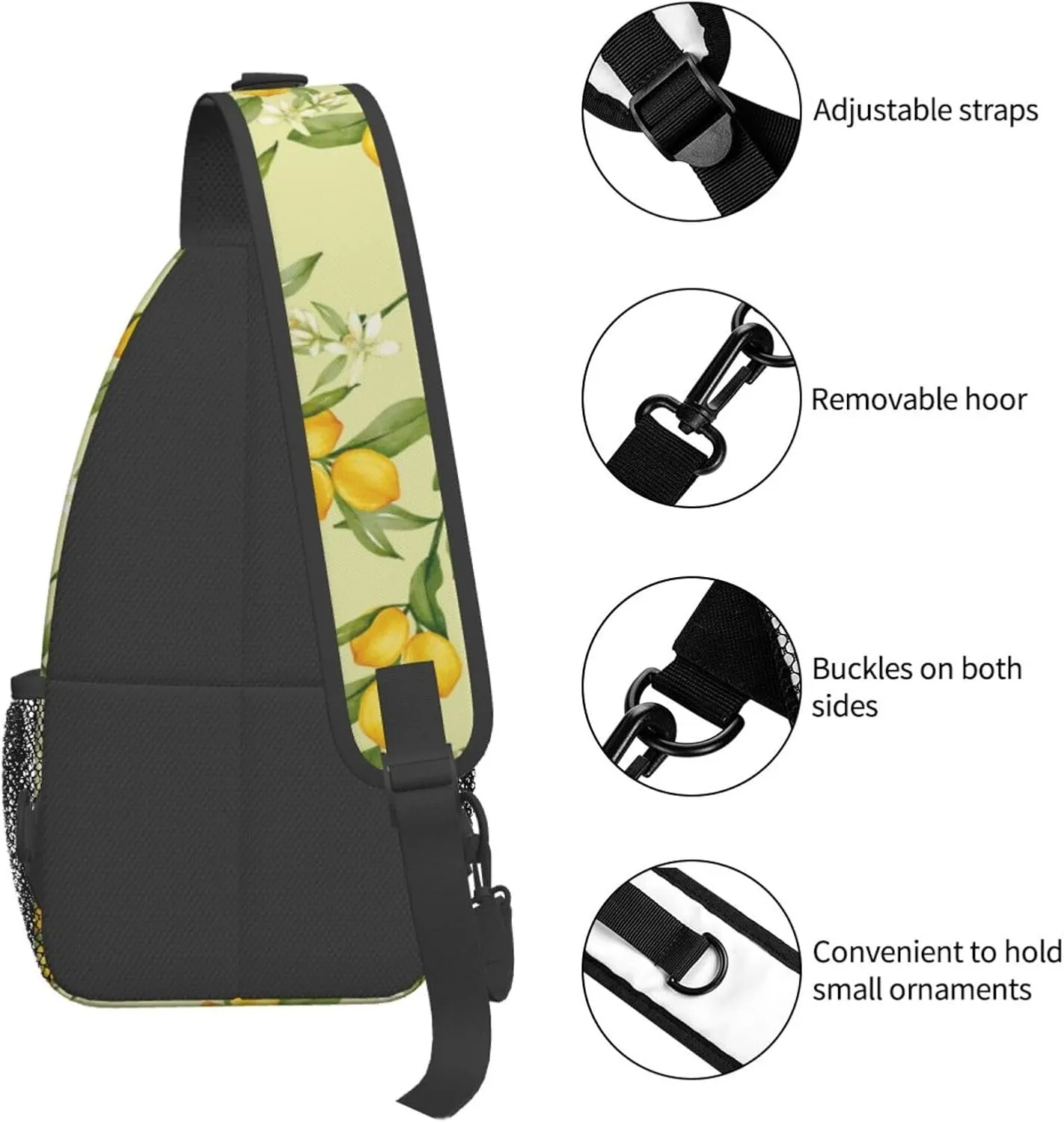 Lemon Crossbody Sling Backpack Sling Bag Adjustable Chest Shoulder Daypack For Women Men