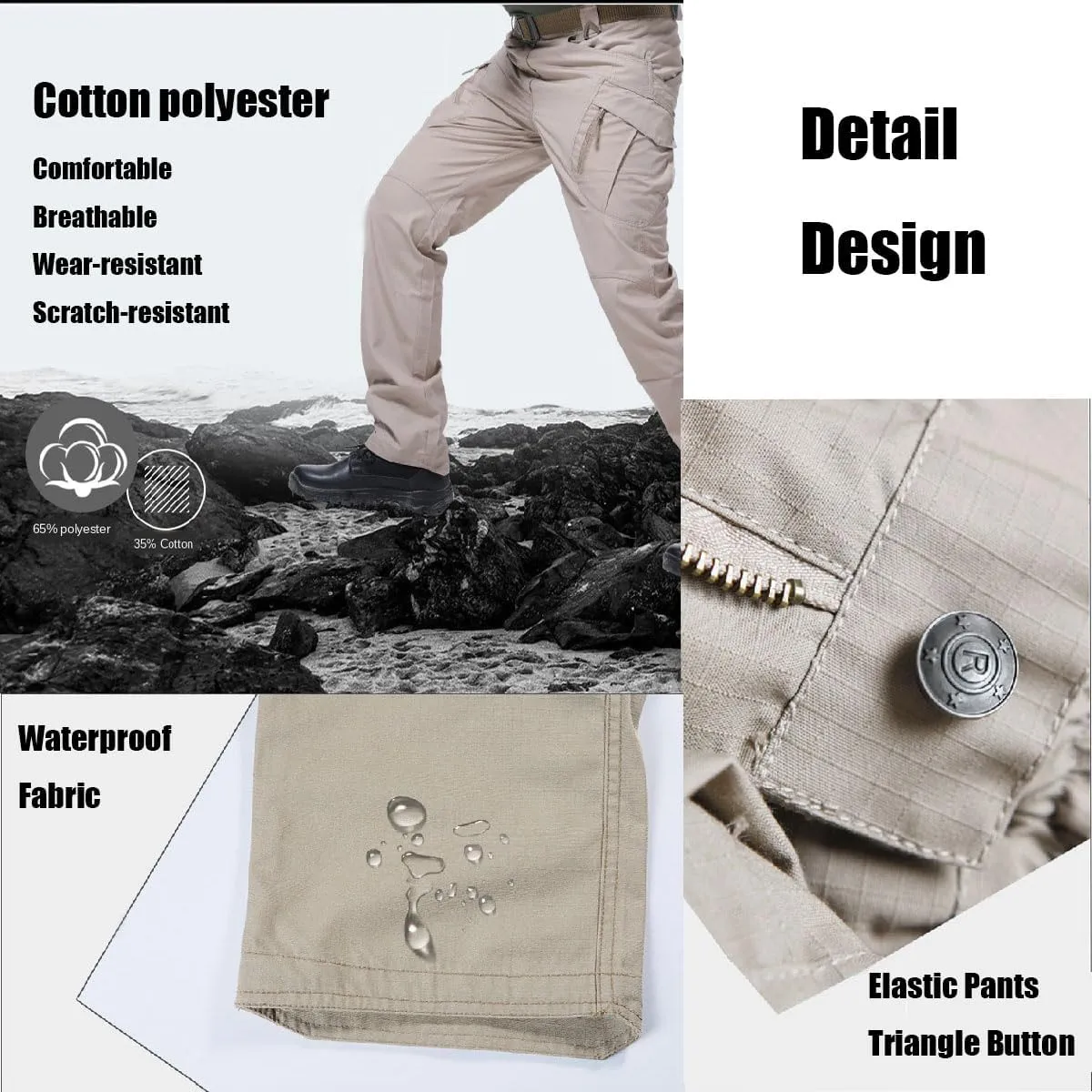Lespartan Motorcycle Pants, Tear-Resistant Tactical Pants, Lightweight Quick-Drying Waterproof Camo Cargopant