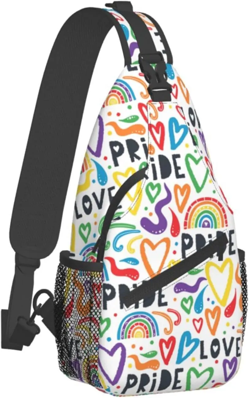 LGBT Pride Flag Sling Backpack,Casual Crossbody Shoulder Backpack Adjustable Sling Bag Chest Daypack for Men Women