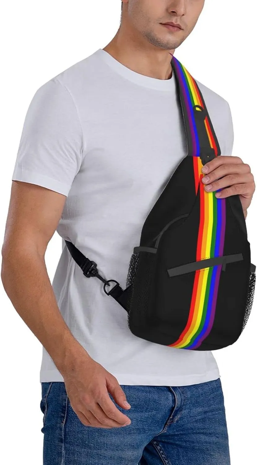 LGBT Pride Flag Sling Backpack,Casual Crossbody Shoulder Backpack Adjustable Sling Bag Chest Daypack for Men Women