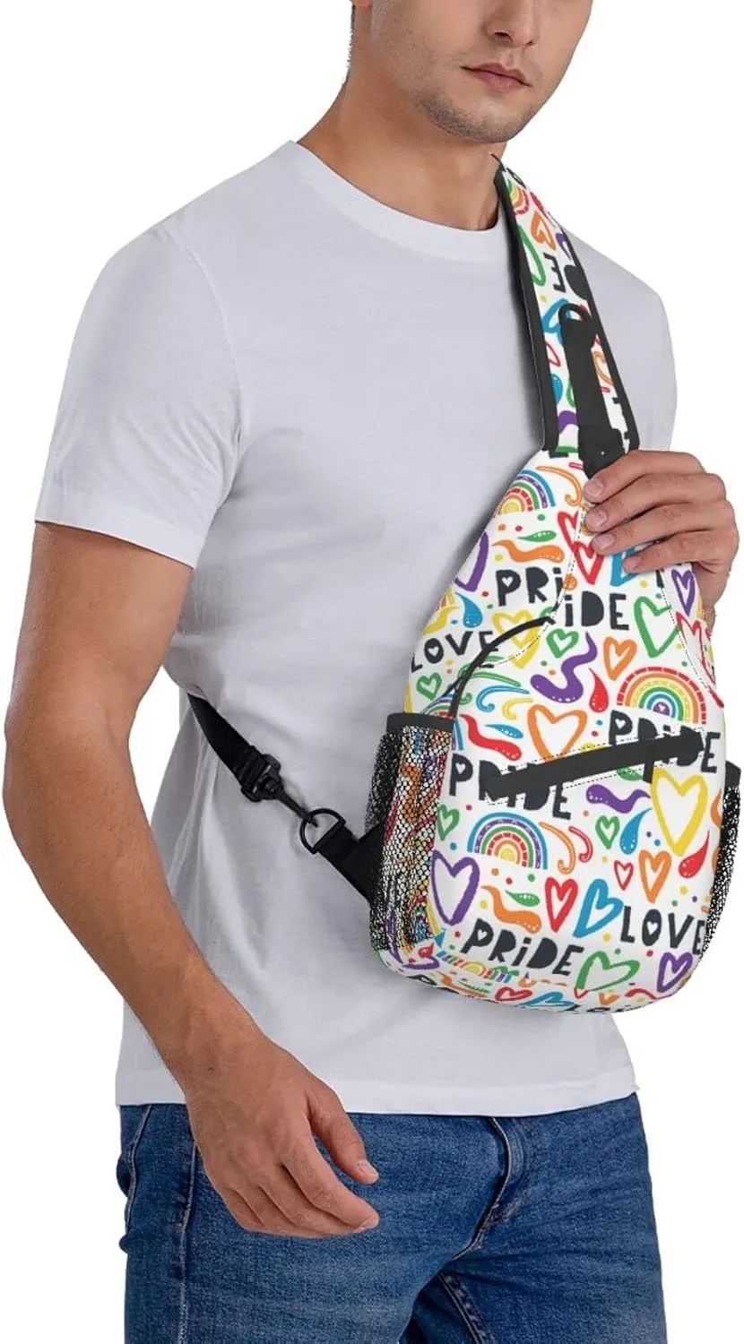 LGBT Pride Flag Sling Backpack,Casual Crossbody Shoulder Backpack Adjustable Sling Bag Chest Daypack for Men Women