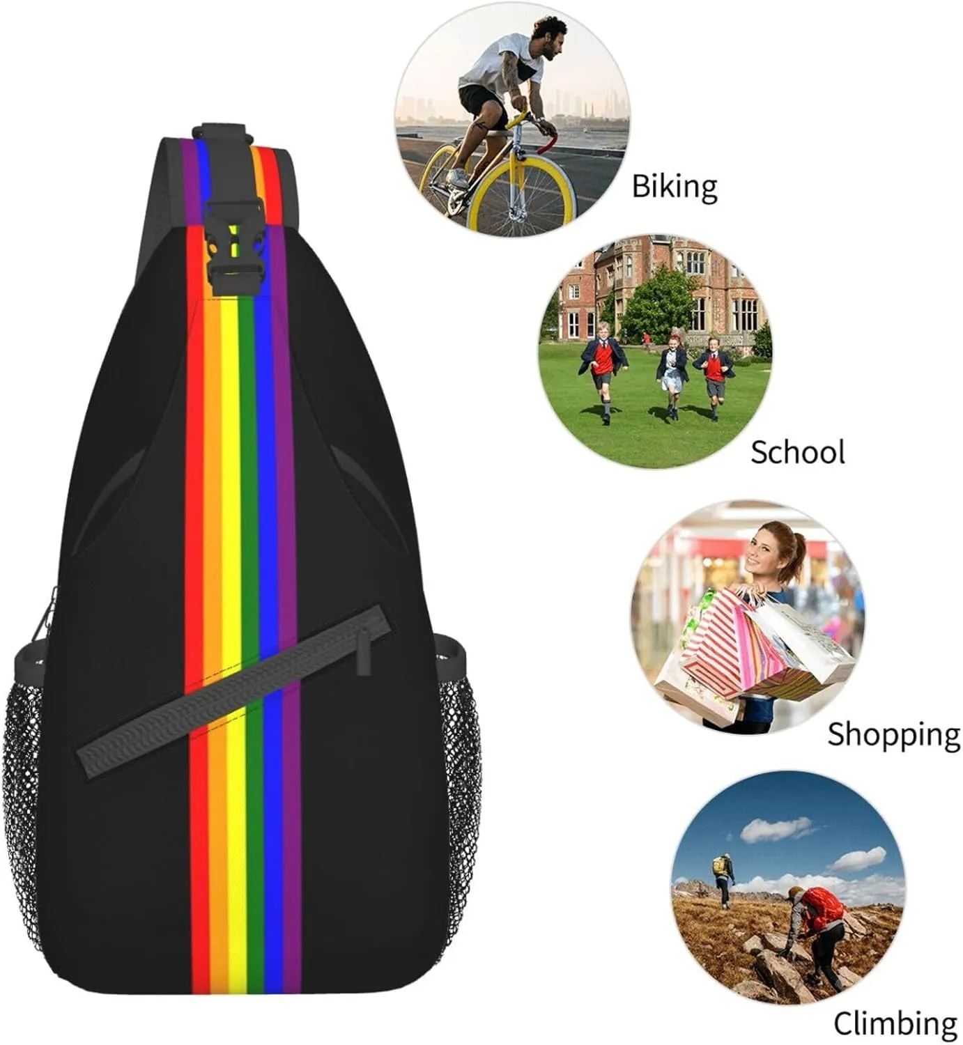 LGBT Pride Flag Sling Backpack,Casual Crossbody Shoulder Backpack Adjustable Sling Bag Chest Daypack for Men Women