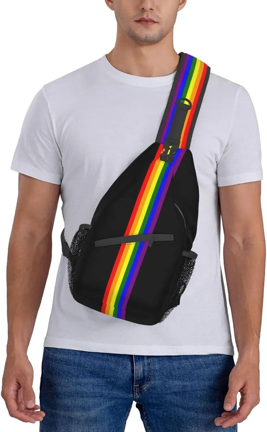 LGBT Pride Flag Sling Backpack,Casual Crossbody Shoulder Backpack Adjustable Sling Bag Chest Daypack for Men Women