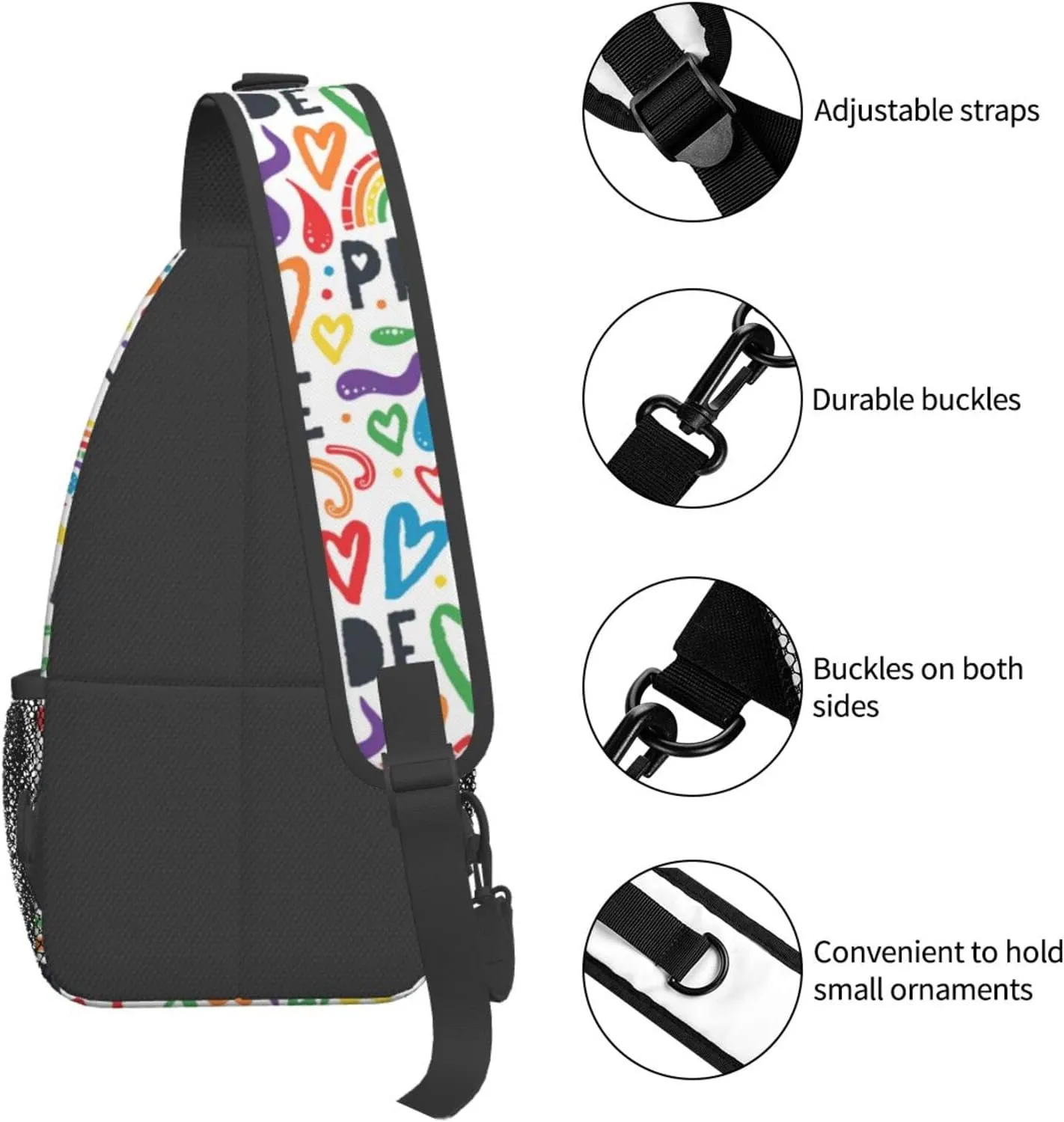LGBT Pride Flag Sling Backpack,Casual Crossbody Shoulder Backpack Adjustable Sling Bag Chest Daypack for Men Women