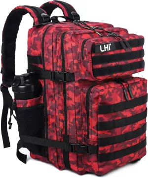 LHI Military Tactical Backpack for Men Molle Daypack 45L Army 3 Days Assault Pack Bag Large Rucksack With Bottle Holder(12*20*12)