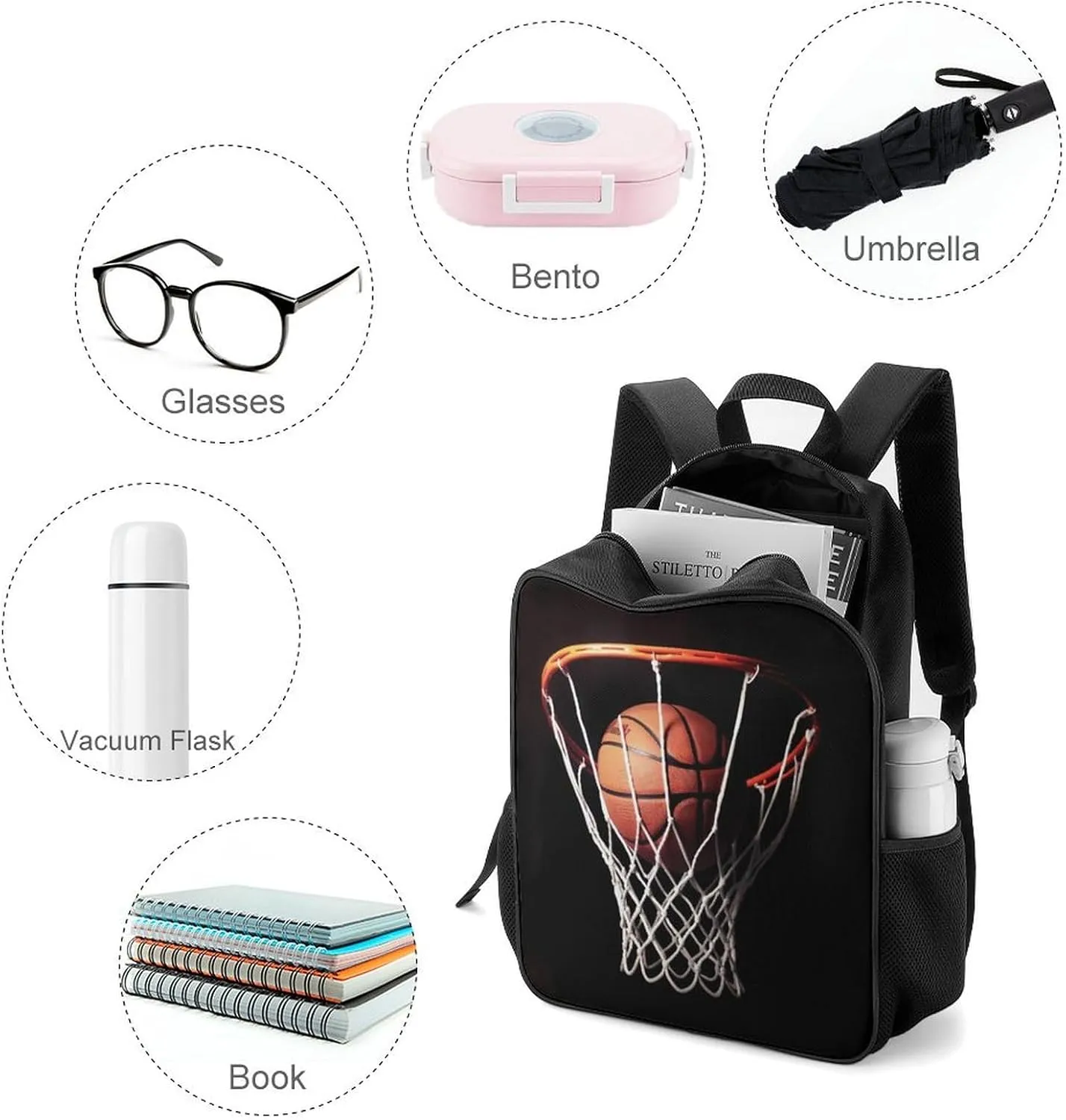 Lightweight Backpacks Cute Travel Bag Durable Basketball Printing Small Travel Backpack For Women & Men