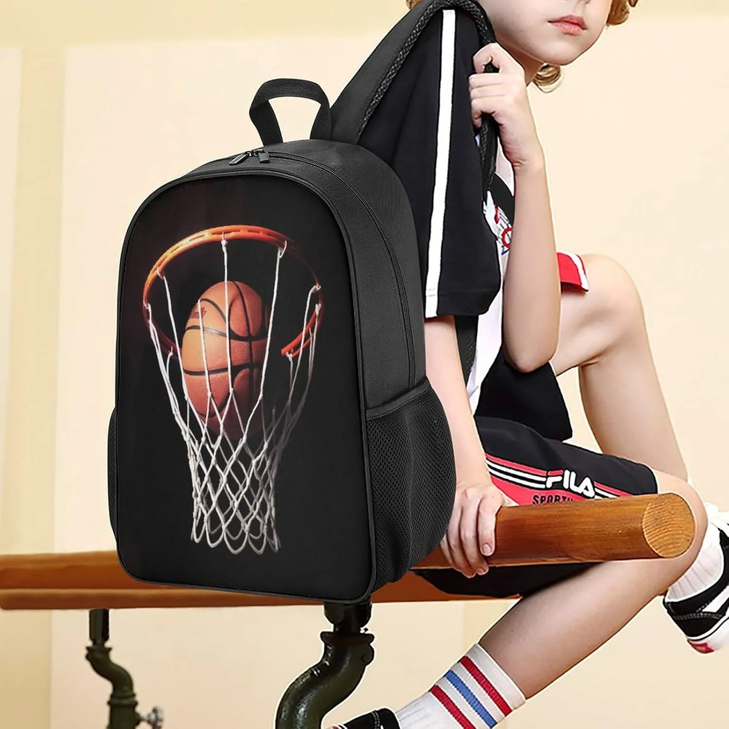 Lightweight Backpacks Cute Travel Bag Durable Basketball Printing Small Travel Backpack For Women & Men